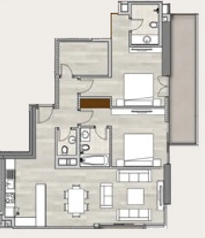 LIV Residence 2 bed floor plan, 1,321 sqft
