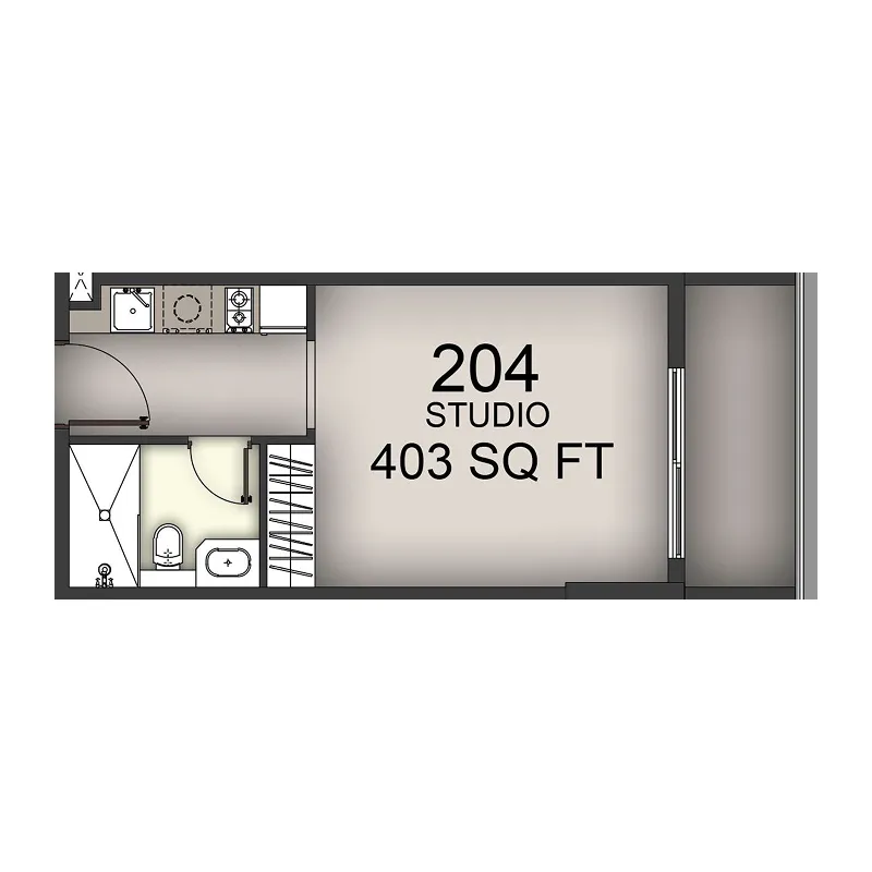 Aizel Tower Studio floor plan, 403 sqft