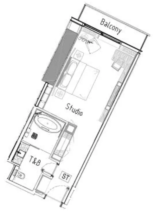Paramount Tower Hotel And Residences Studio floor plan, 520 sqft