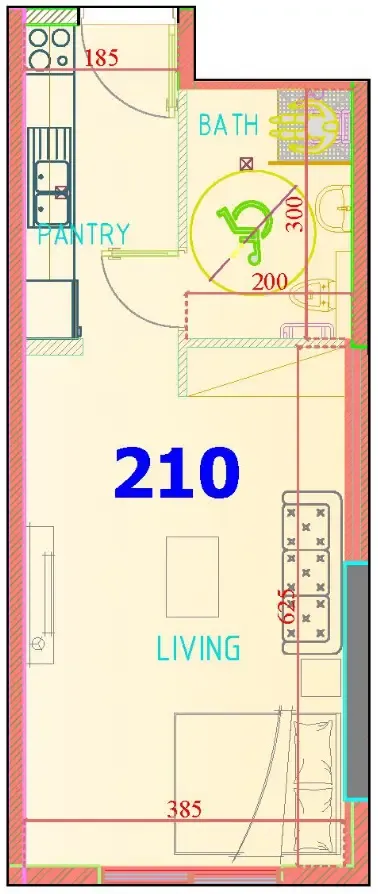 Carmel Residence Studio floor plan, 441 sqft
