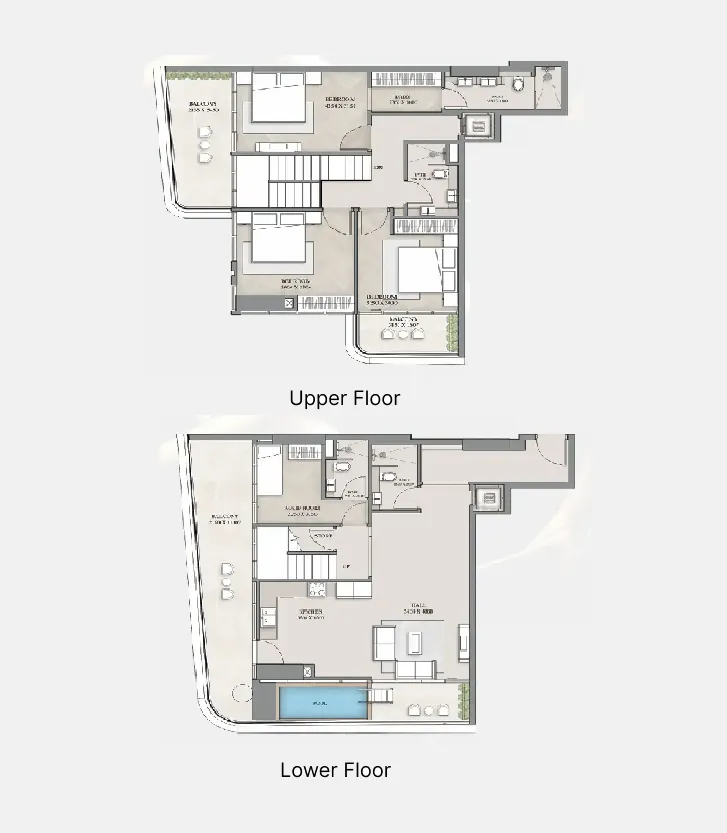 Empire Gardens 3 bed floor plan, 2,235 sqft