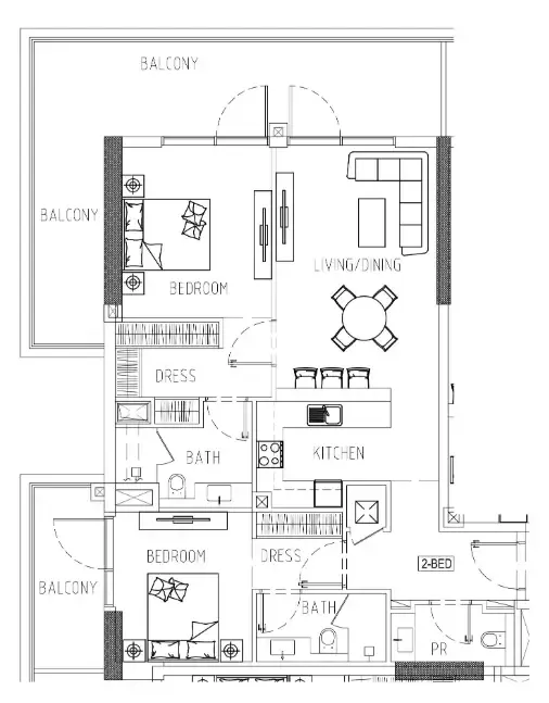 Damac Riverside Views 2 bed floor plan, 1,424 sqft