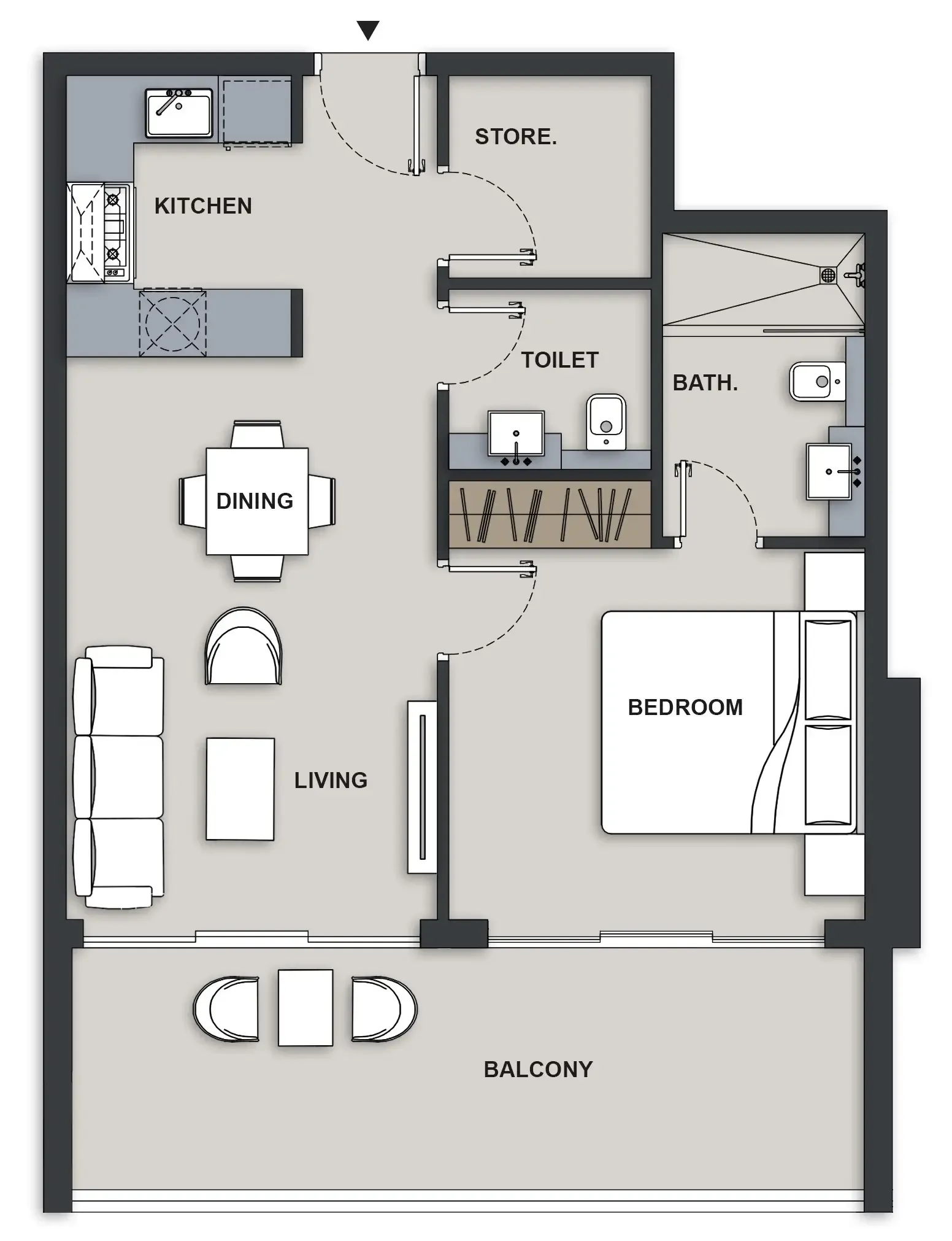Maison Elysee III 1 bed floor plan, 759 sqft