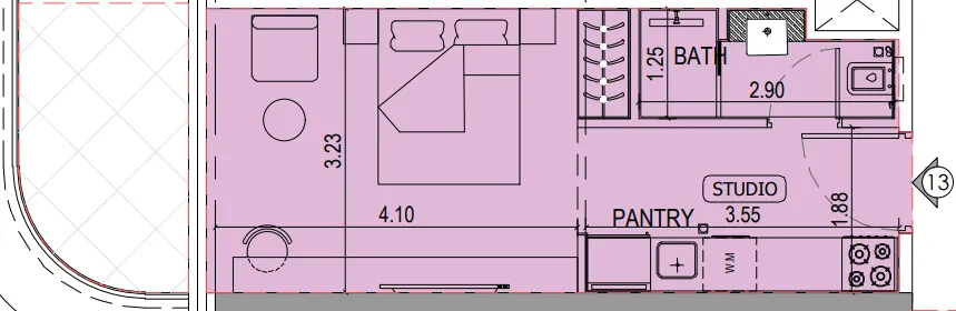 Binghatti Sky Terraces Studio floor plan, 377 – 488 sqft