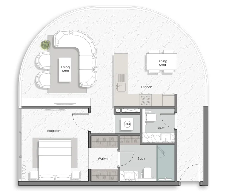 Manta Bay 1 bed floor plan, 836 – 1,870 sqft