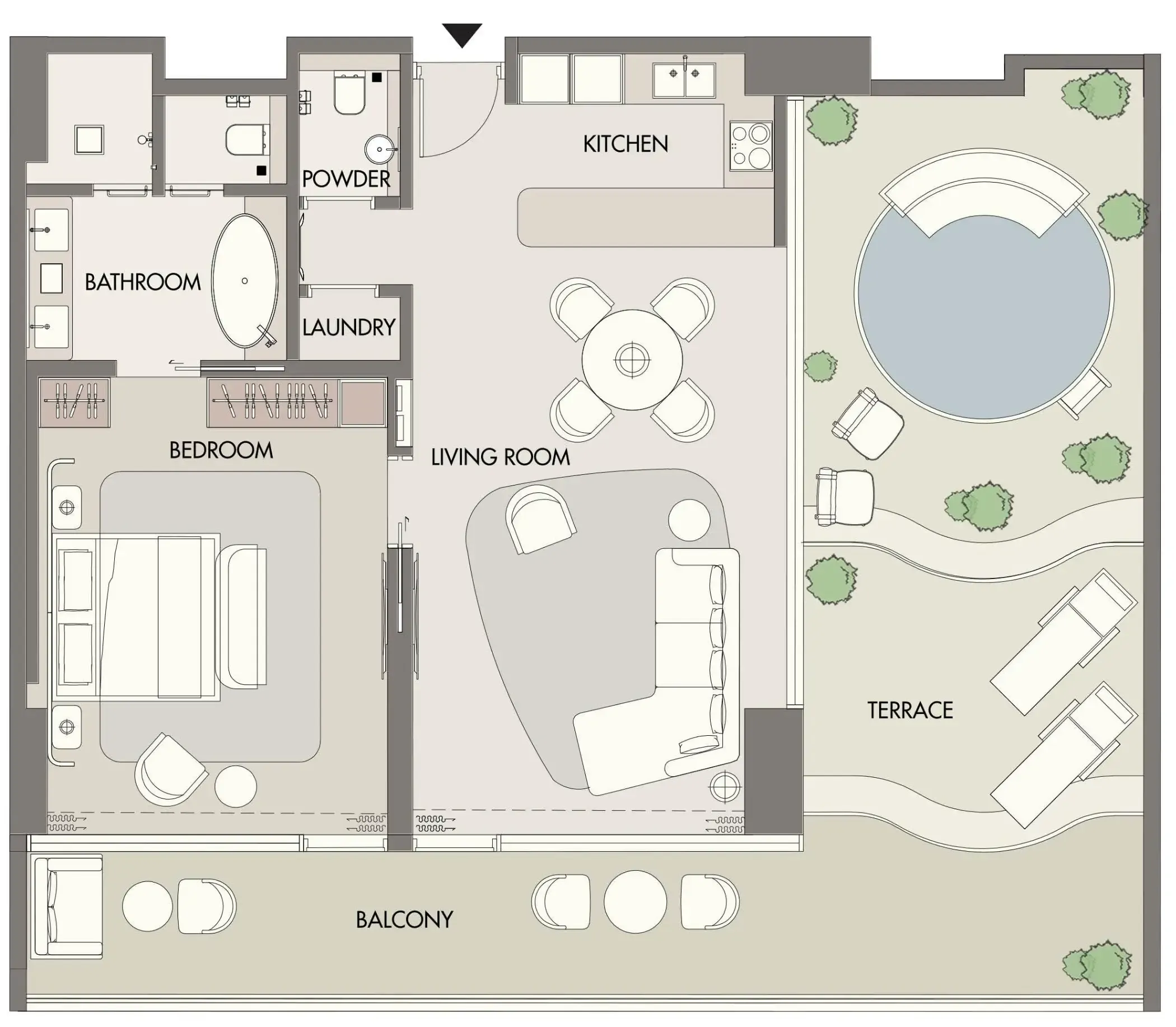W Hotels and Residences Al Marjan 1 bed floor plan, 1,597 sqft