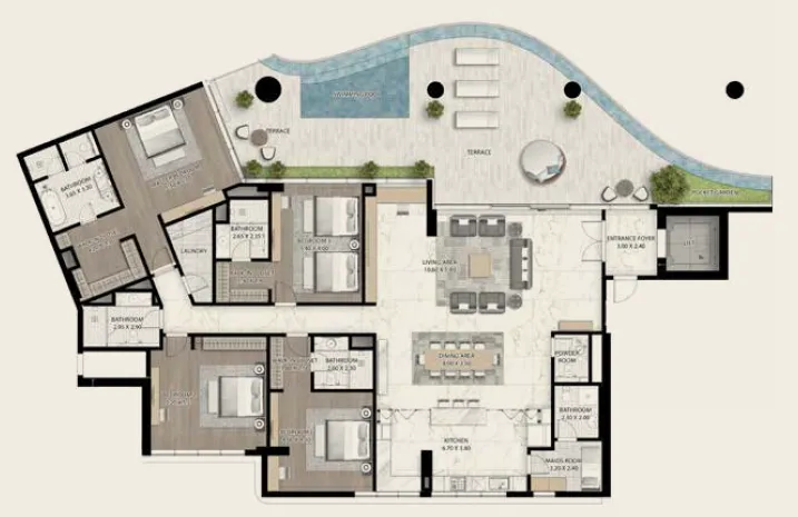 Cavalli Couture 4 bed floor plan, 5,047 sqft