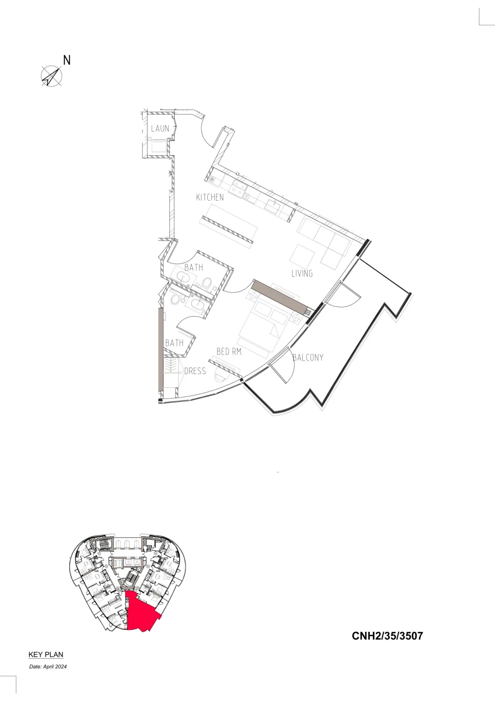 Canal Heights 1 bed floor plan, 949 sqft