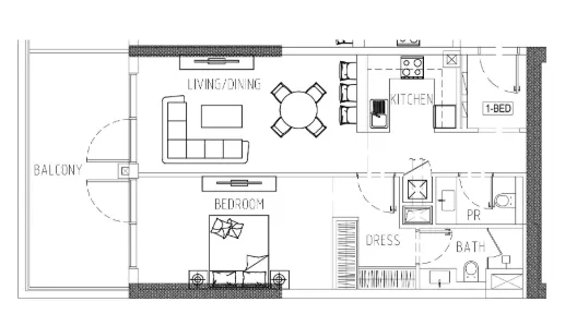 Damac Riverside Views 1 bed floor plan, 960 – 1,025 sqft