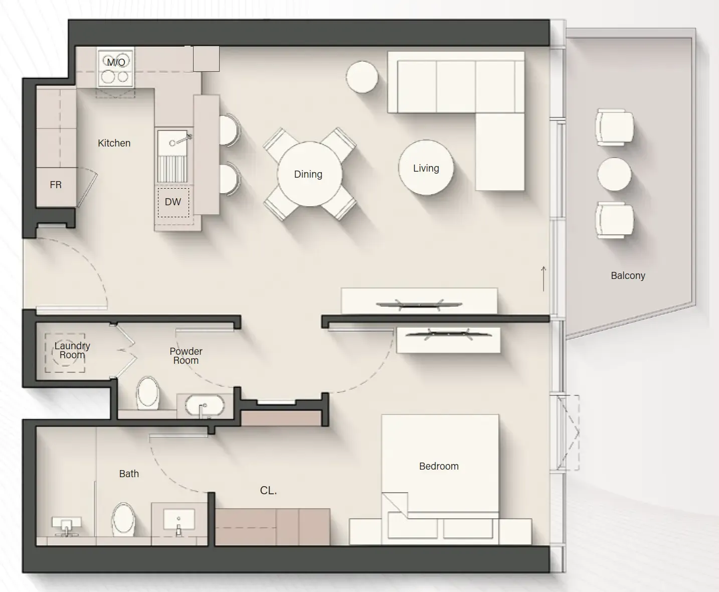 Portside Square 1 bed floor plan, 803 sqft