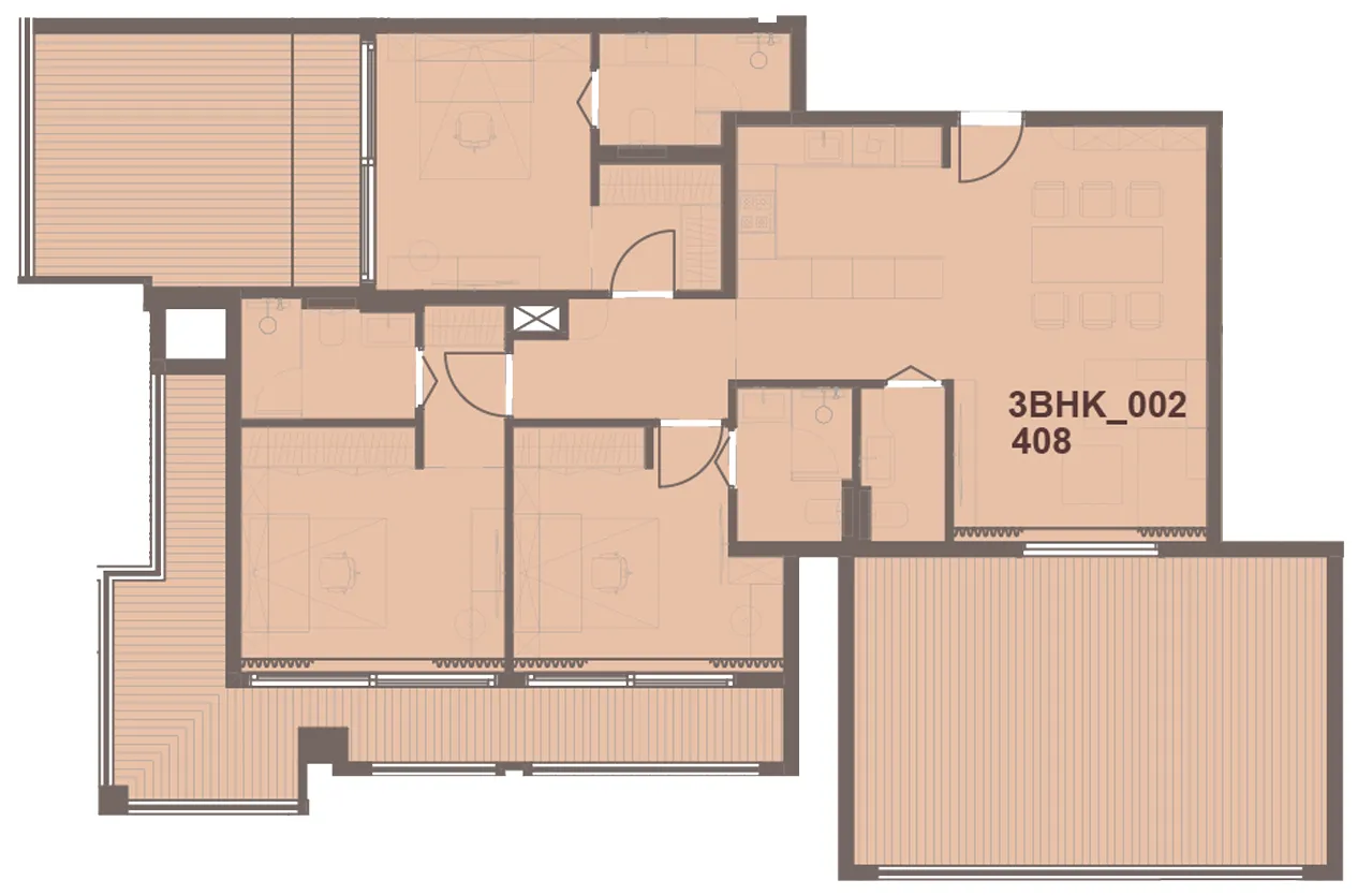 J-Haus Residence 3 bed floor plan, 1,935 sqft