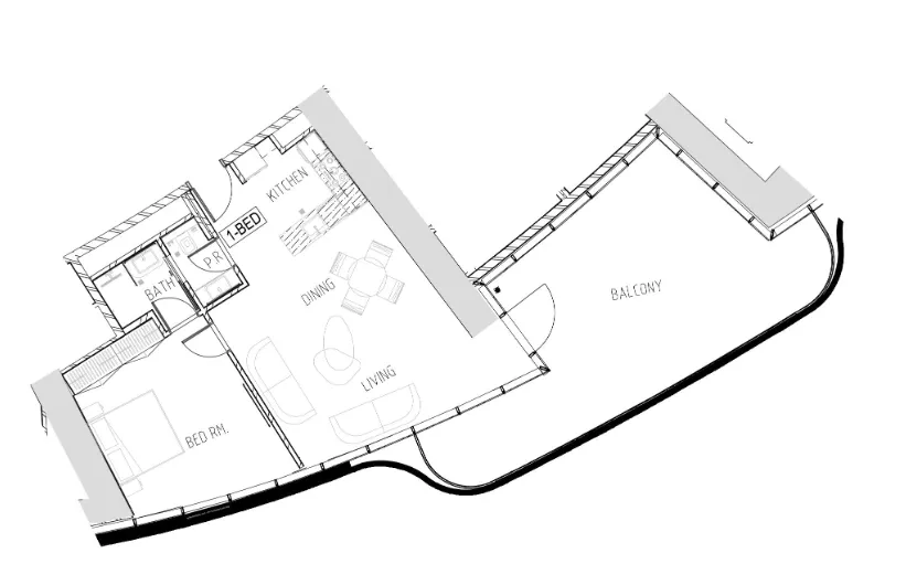 Damac Bay 1 bed floor plan, 1,285 sqft