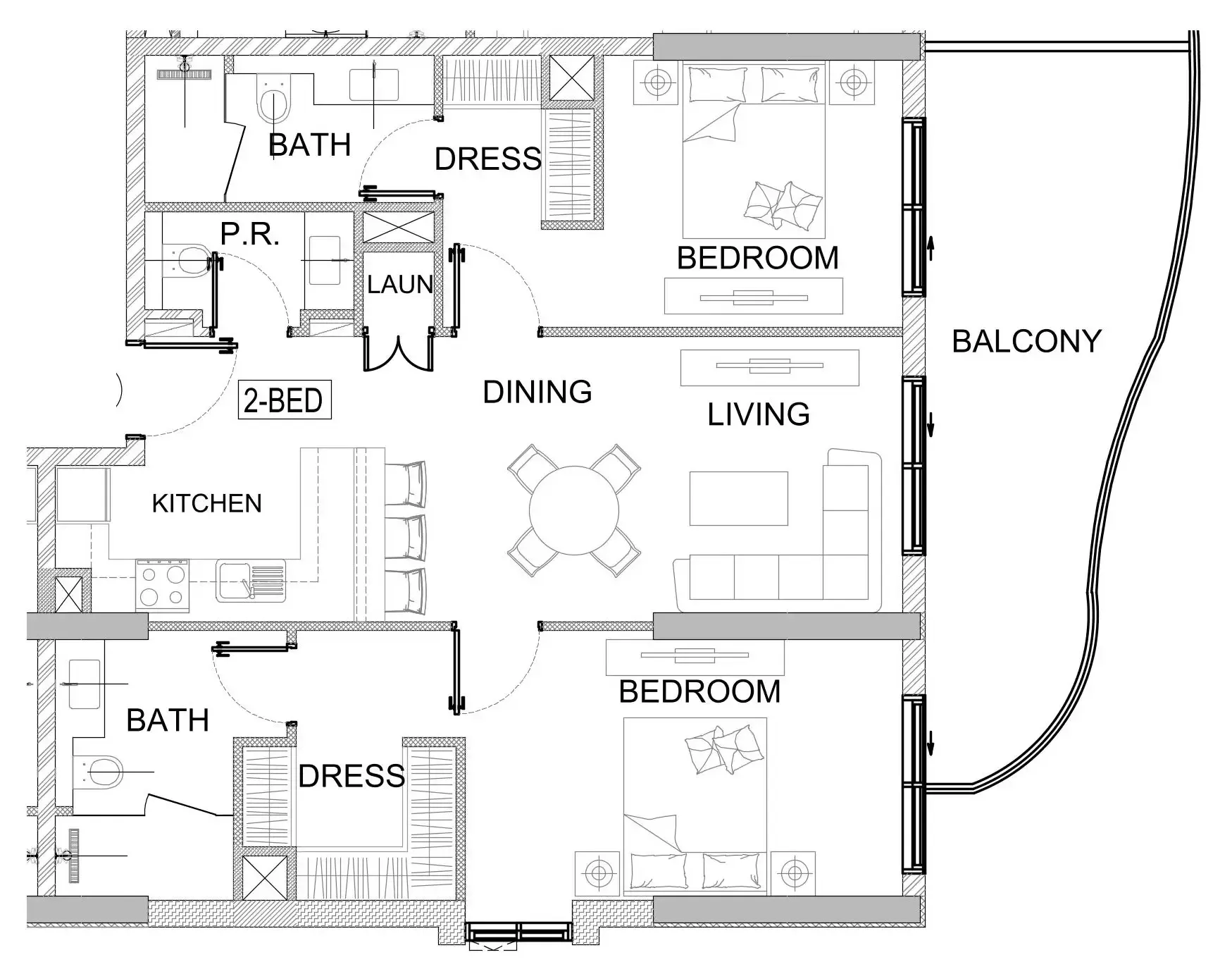 Valencia 2 bed floor plan, 1,174 – 1,269 sqft