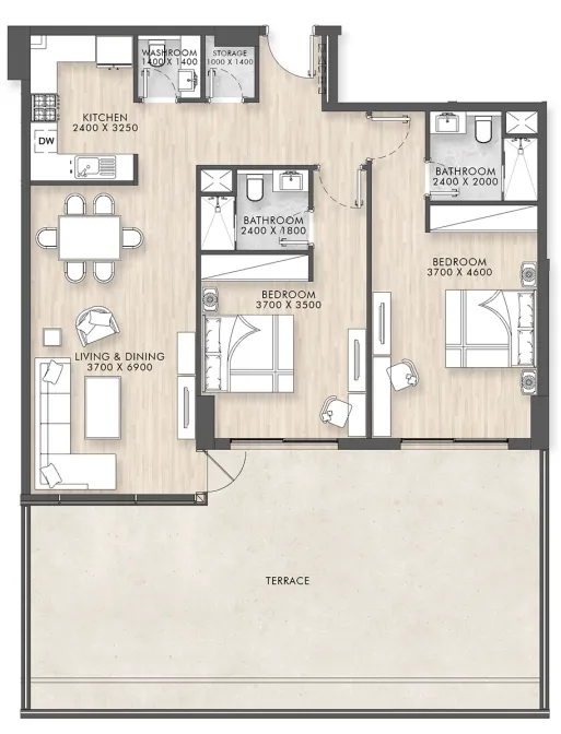 Capital Horizon Terraces 2 bed floor plan, 1,788 sqft