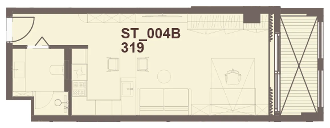 J-Haus Residence Studio floor plan, 488 sqft