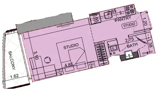 Maybach Ultimate Luxury Studio floor plan, 341 sqft
