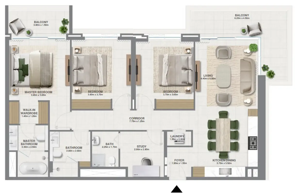 Golf Verge 3 bed floor plan, 1,772 sqft