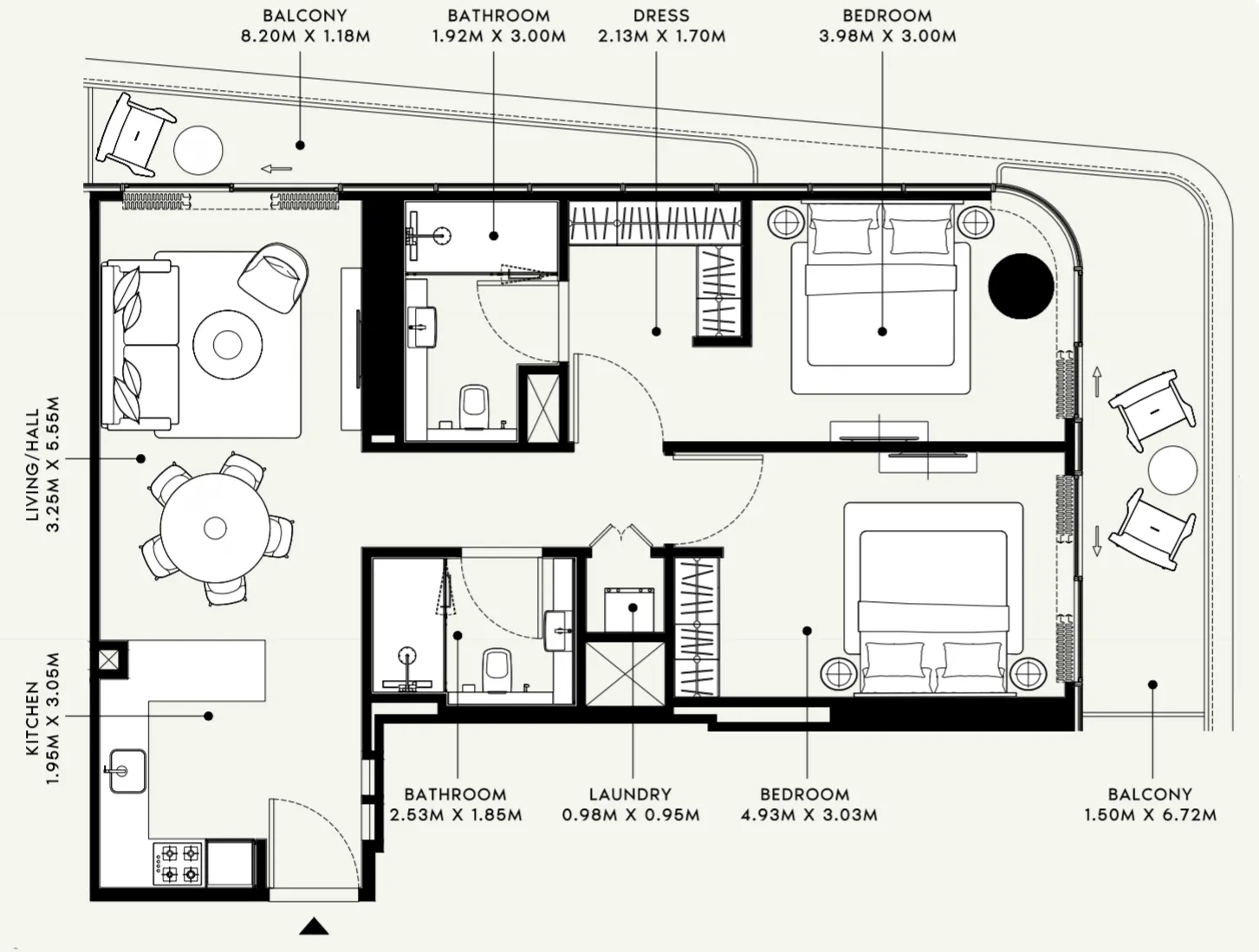 Azizi Ruby 2 bed floor plan, 1,109 sqft