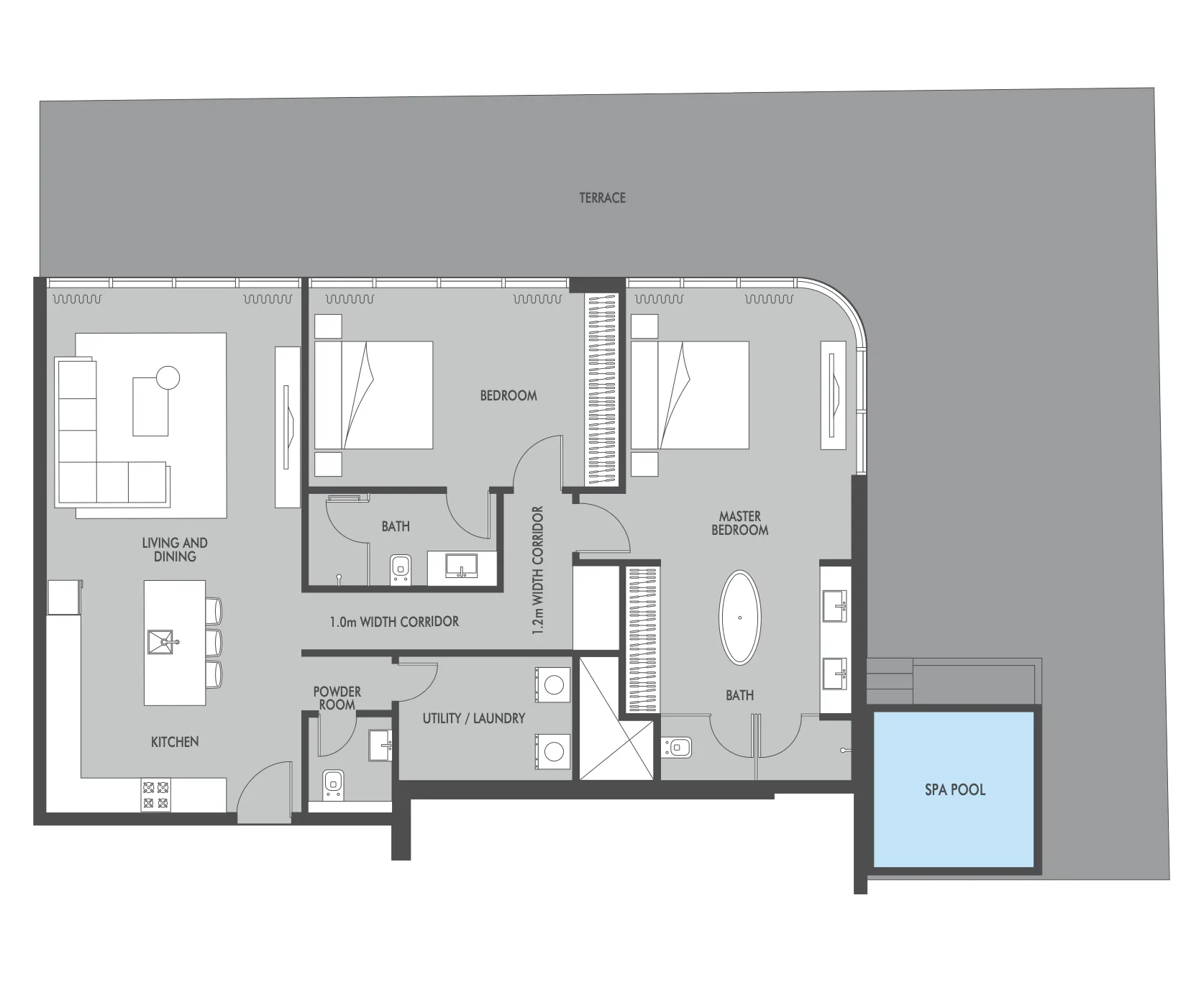 Seaside by Prestige One 2 bed floor plan, 2,442 sqft