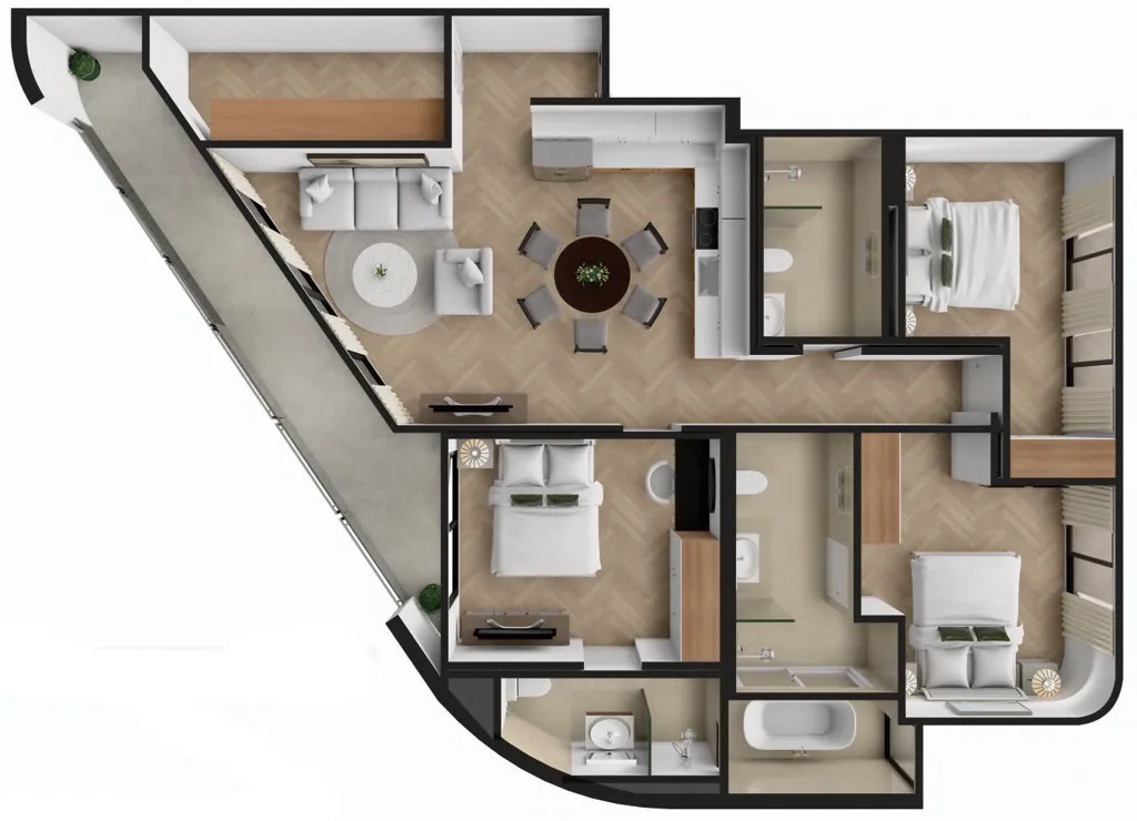 The Zero Bang Tao 3 bed floor plan, 850 – 1,055 sqft