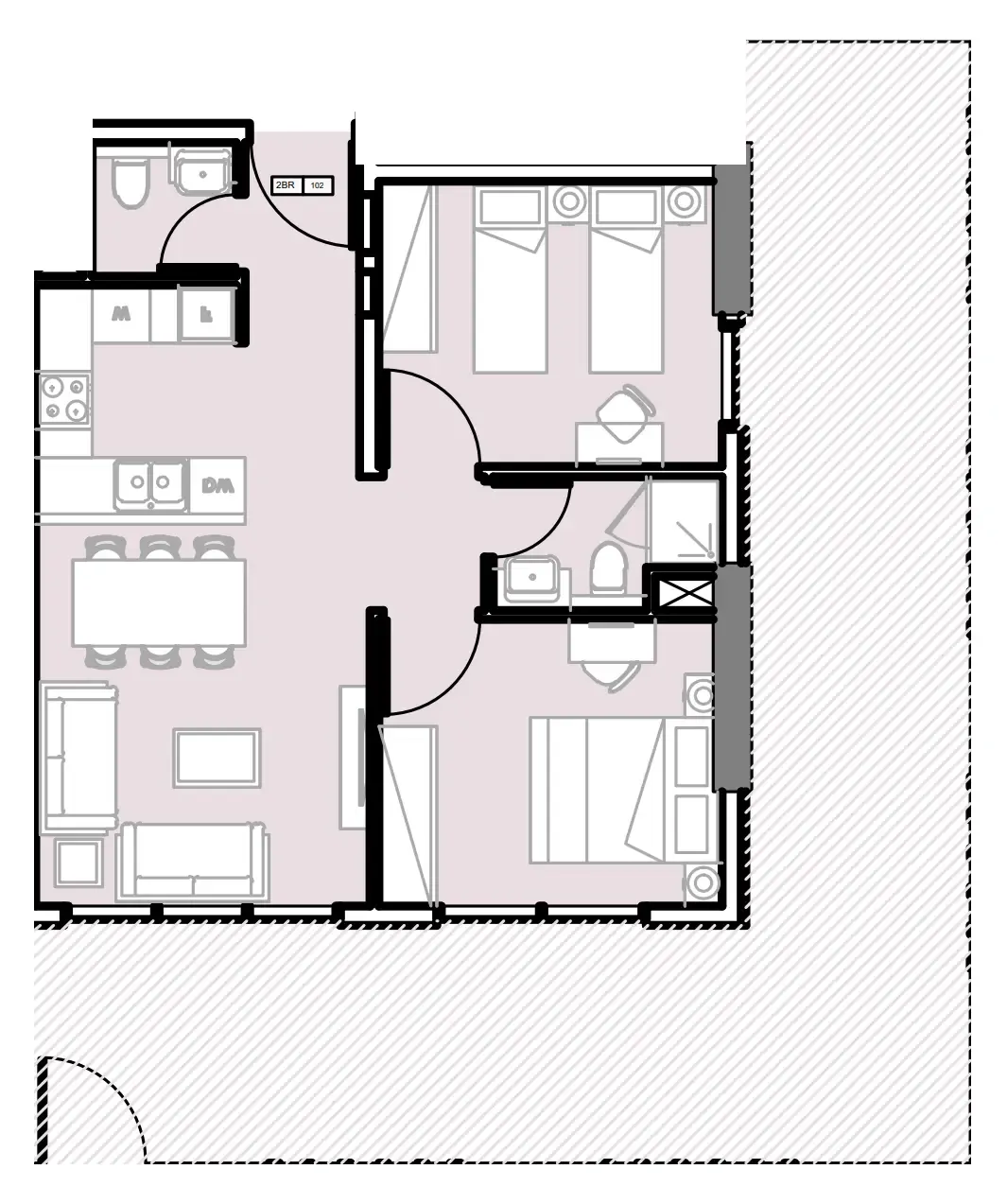 Verdana III 2 bed floor plan, 1,168 sqft