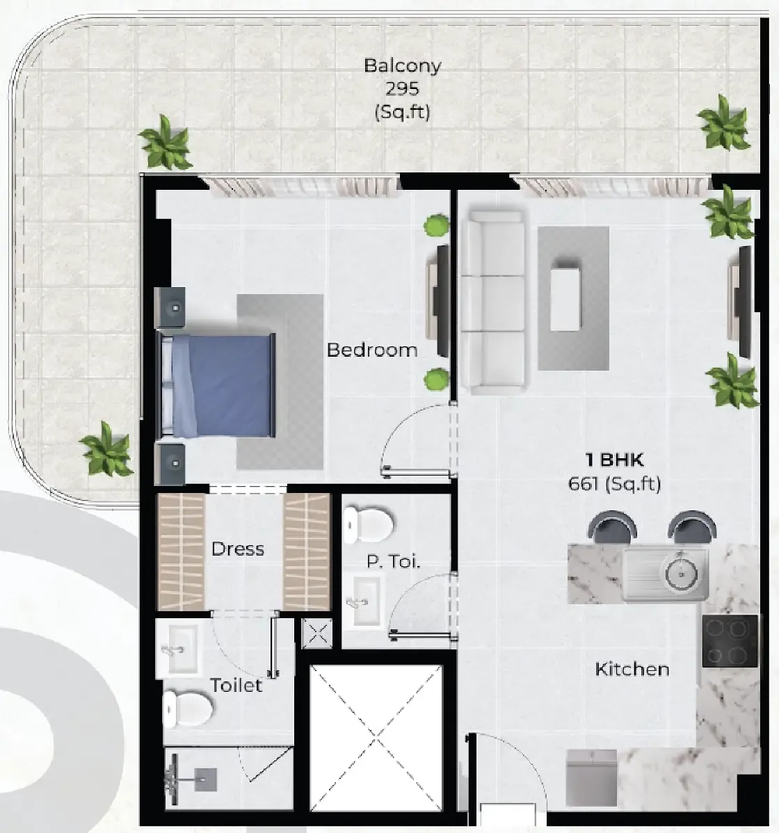 Chapter 02 by Newbury 1 bed floor plan, 956 sqft