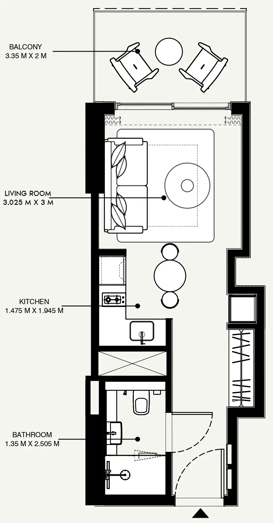 Azizi Venice Studio floor plan, 361 sqft