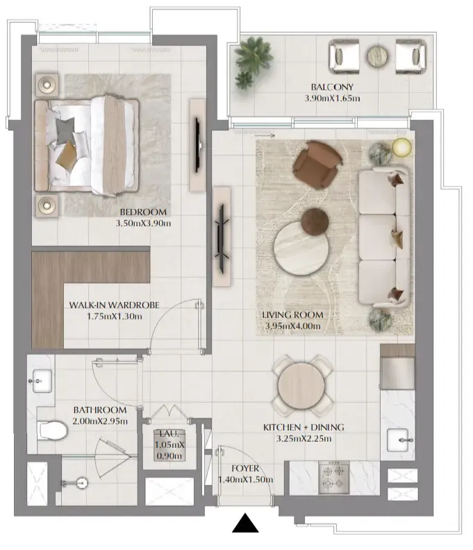 Terra Woods 1 bed floor plan, 766 sqft