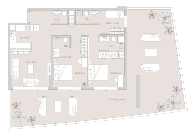 W1NNER Tower 2 bed floor plan, 2,072 sqft