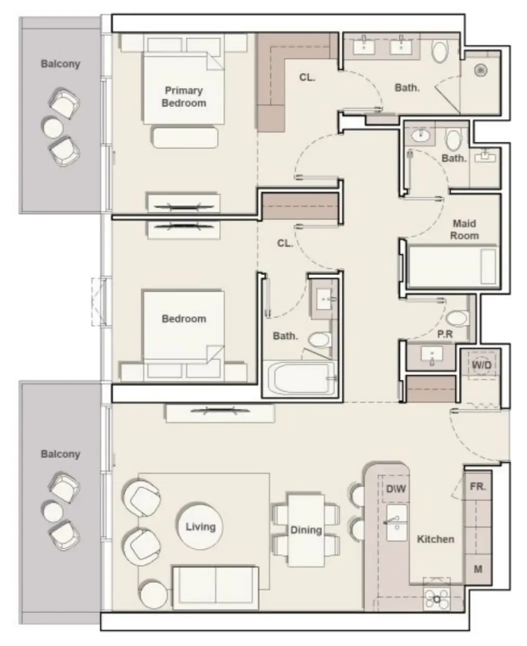 The Meriva Collection 2 bed floor plan, 1,433 sqft