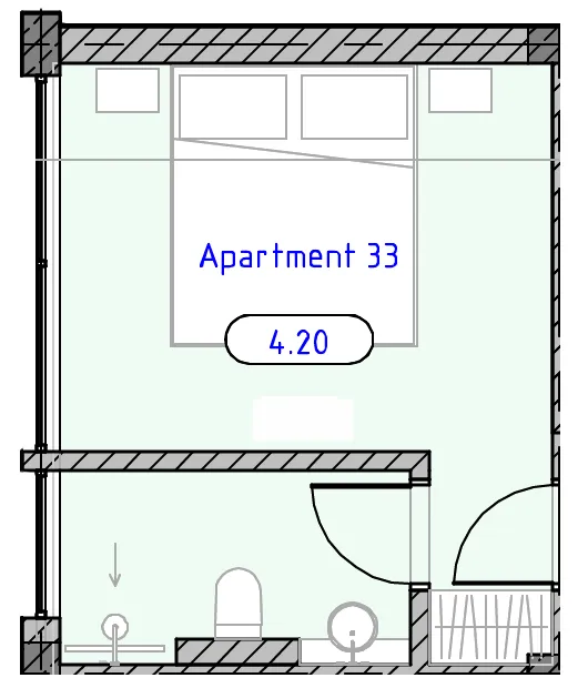 Ubud Dream 1 bed floor plan, 205 sqft