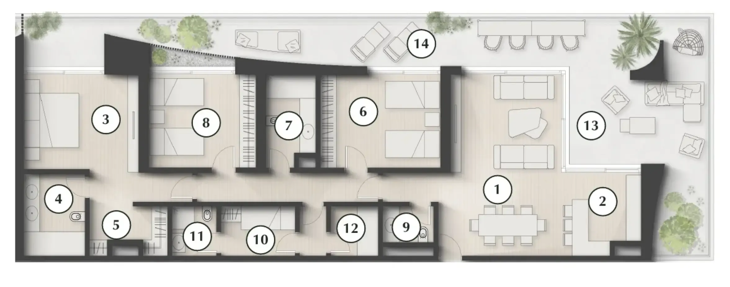 Lunaya Terraces 3 bed floor plan, 2,490 sqft