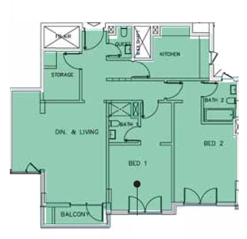 Janayen Avenue 2 bed floor plan, 1,465 sqft