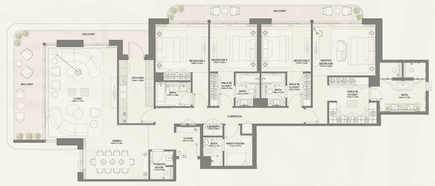 Bay Grove Residences Phase 4 4 bed floor plan, 3,149 sqft