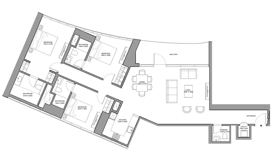 Skyvue Stellar 3 bed floor plan, 1,683 sqft
