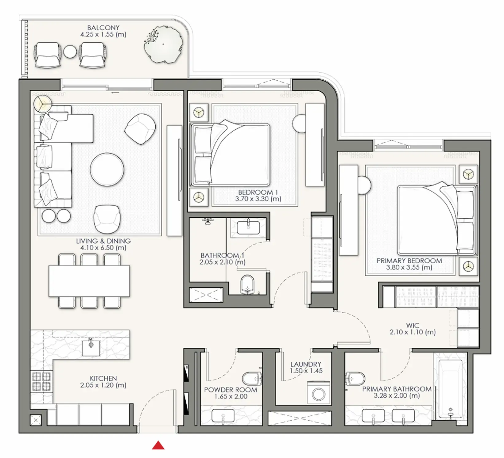 Palm Central Private Residences Phase 2 2 bed floor plan, 1,218 sqft