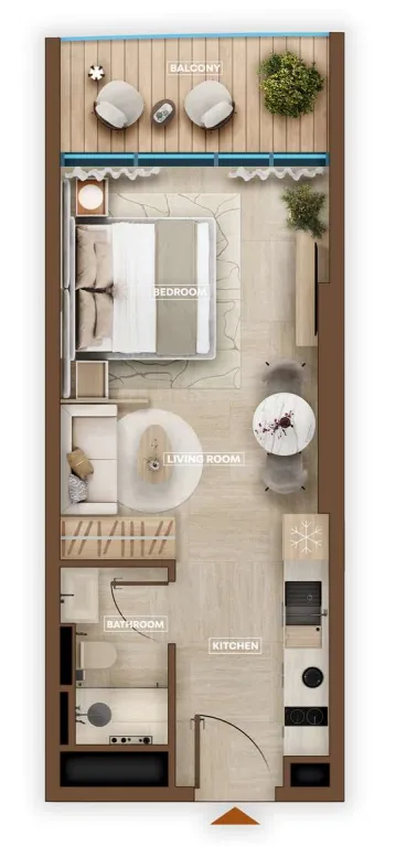 Sky Hills Astra Studio floor plan, 380 – 381 sqft