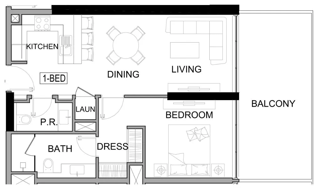 Damac Lagoons Views Phase 3 1 bed floor plan, 800 sqft