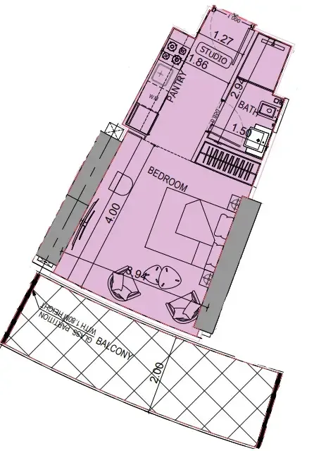 Binghatti Flare Studio floor plan, 468 sqft