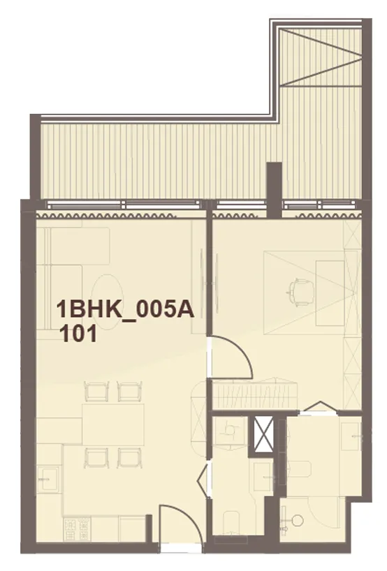 J-Haus Residence 1 bed floor plan, 758 sqft