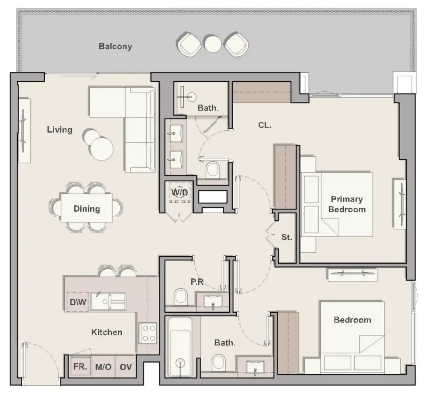 Belgravia Gardens 2 bed floor plan, 1,245 sqft
