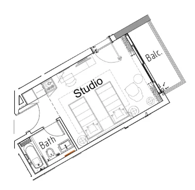 Damac Hills 2 - Hotel Edge by Rotana Studio floor plan, 357 sqft