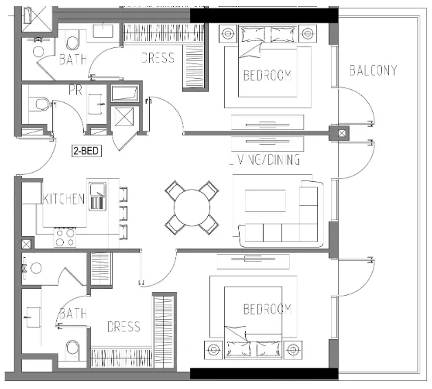 Damac Riverside Views 2 bed floor plan, 1,166 – 1,199 sqft