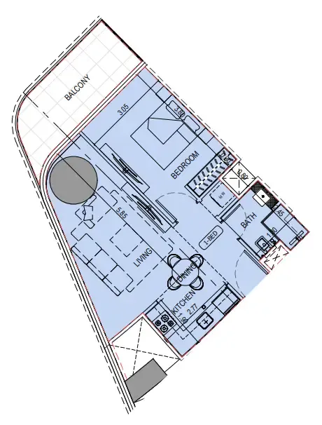 Binghatti Sky Terraces 1 bed floor plan, 639 sqft