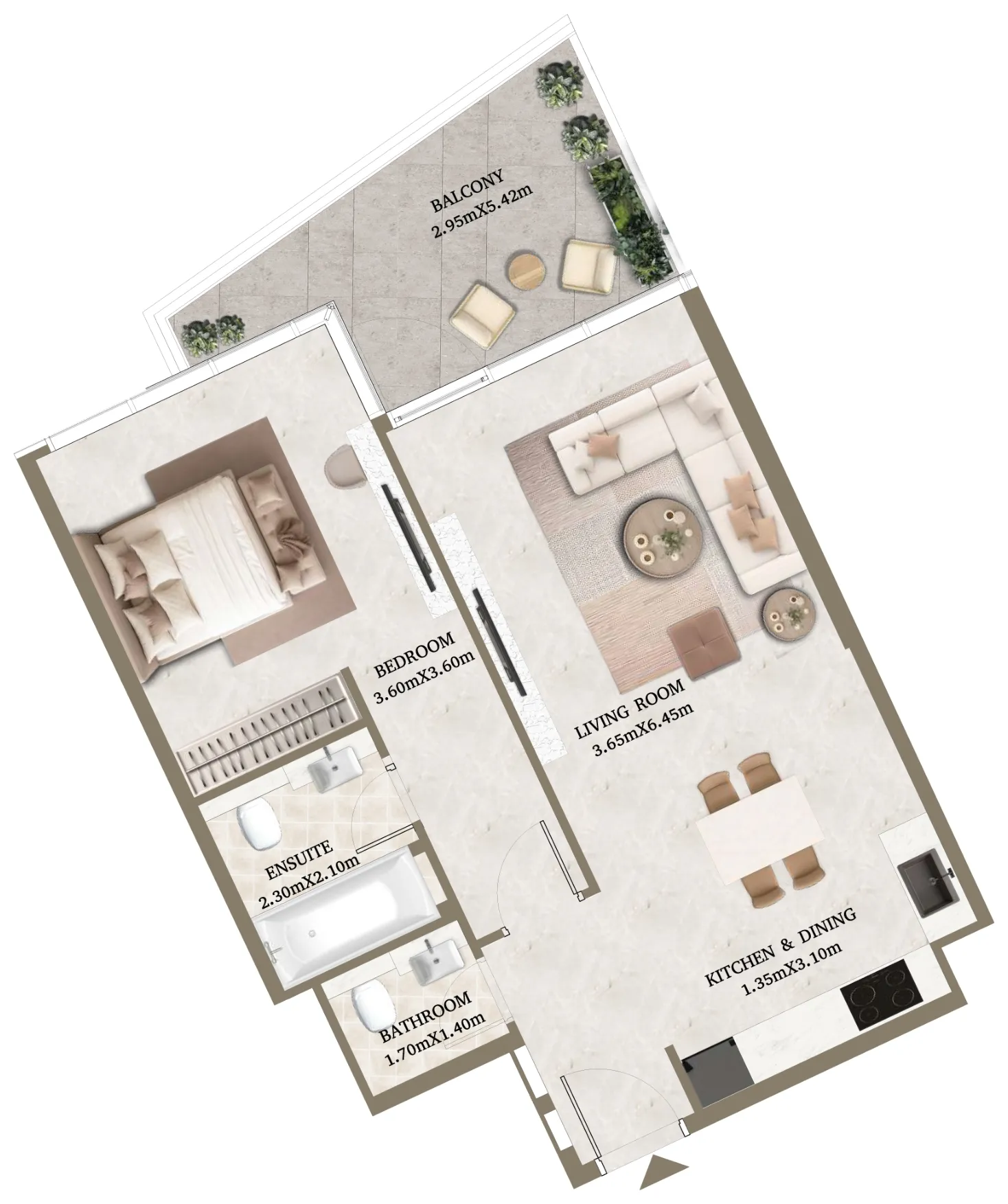 Arthouse Hills 1 bed floor plan, 833 – 967 sqft