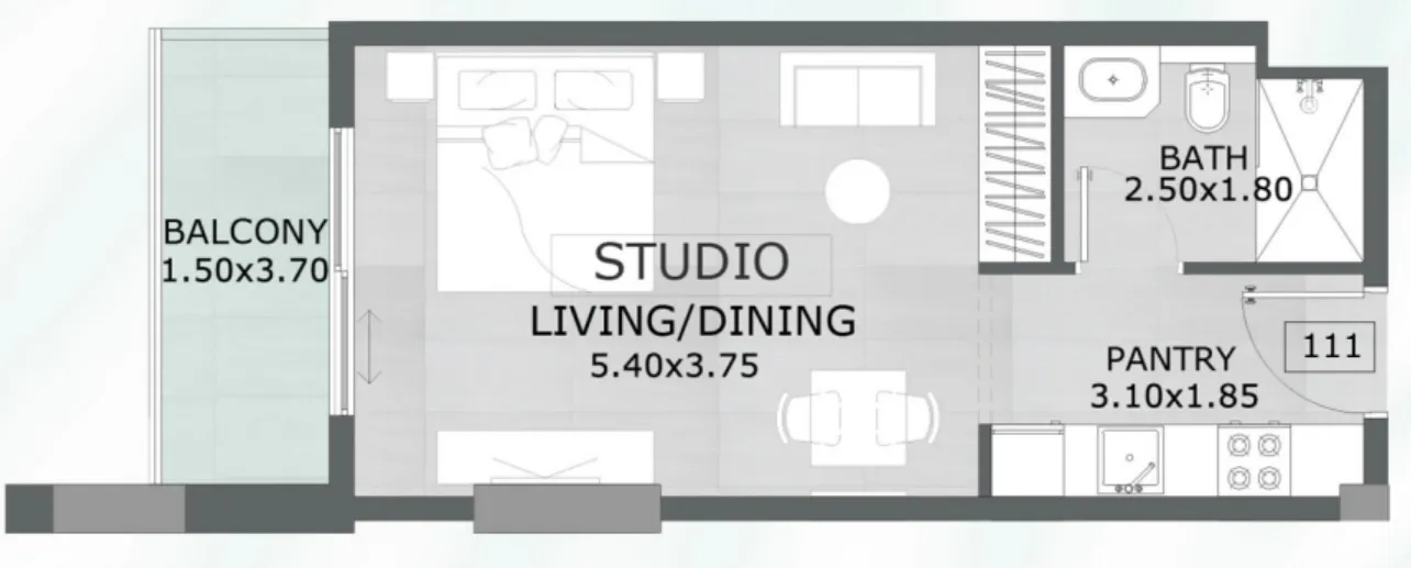 Floarea Grande Studio floor plan, 427 sqft