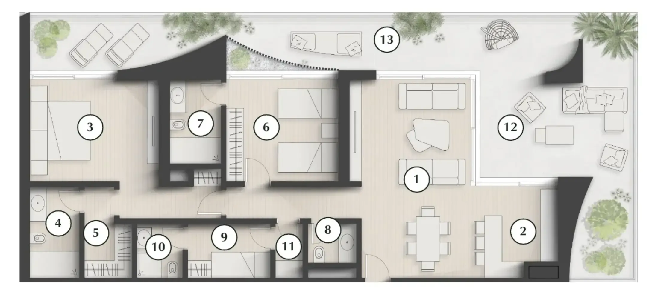 Lunaya Terraces 2 bed floor plan, 1,997 sqft