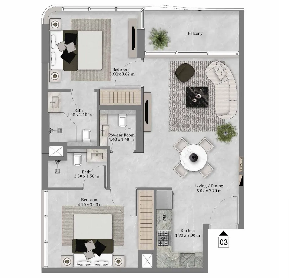Etérea by Zoya 2 bed floor plan, 790 sqft