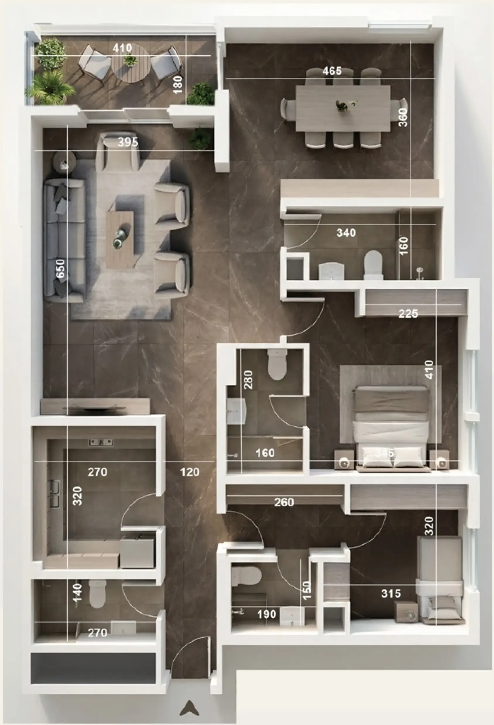 ICONA Residence 1 bed floor plan, 1,325 – 1,335 sqft