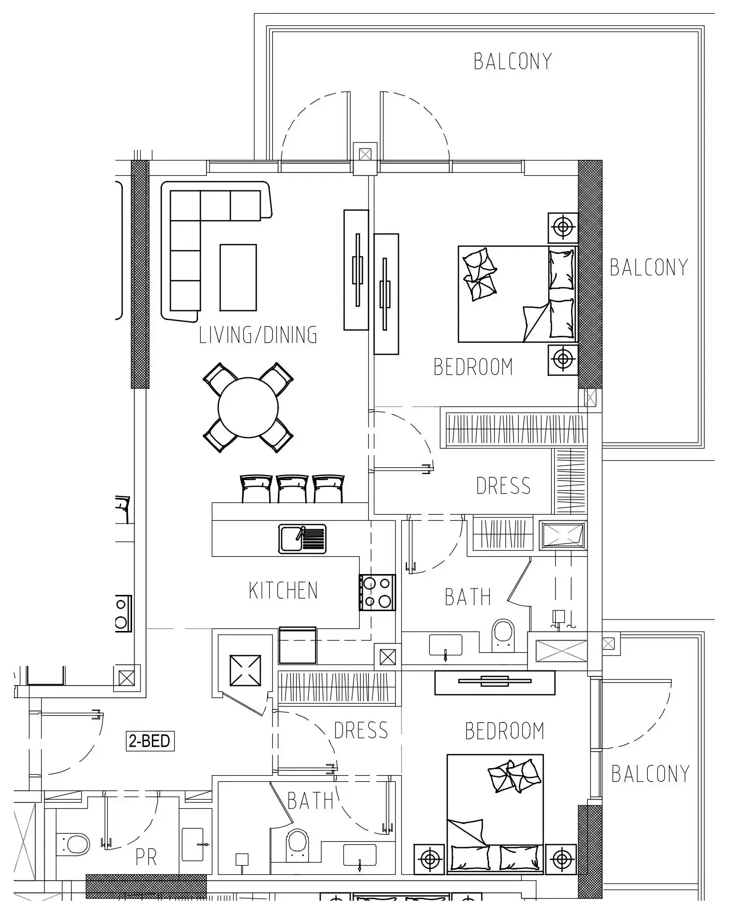 Damac Riverside Views 2 bed floor plan, 1,368 sqft
